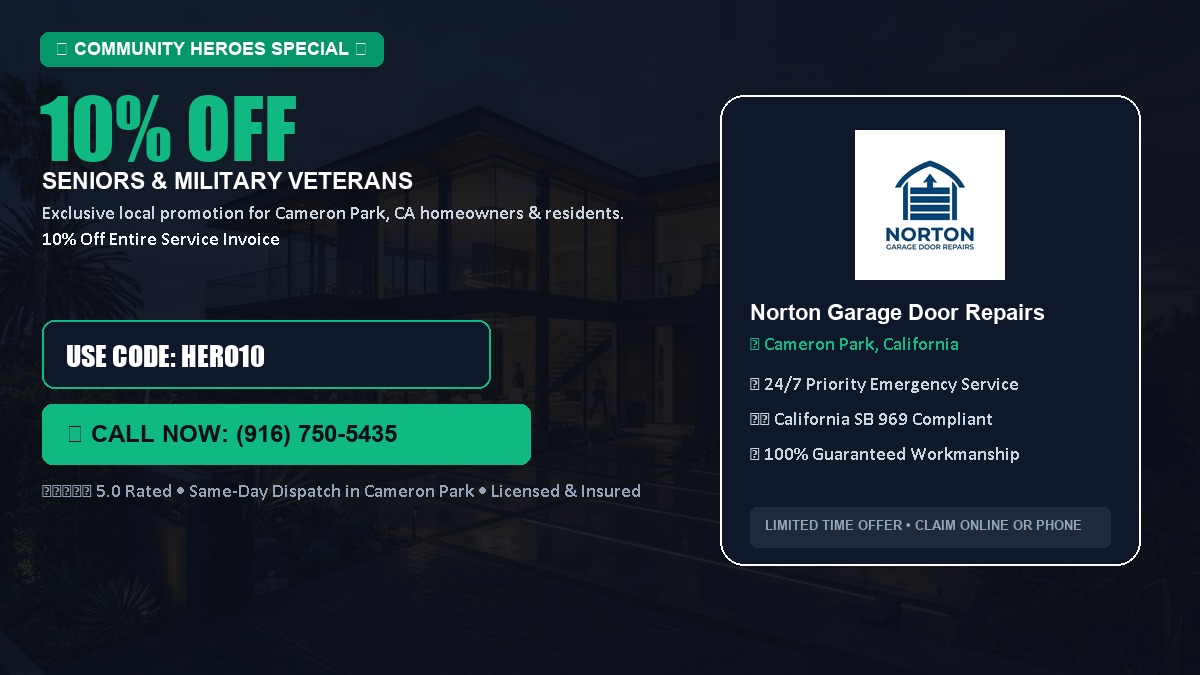 10% OFF Senior Citizens (65+) & Military / Veteran Community Discount in Cameron Park, CA
